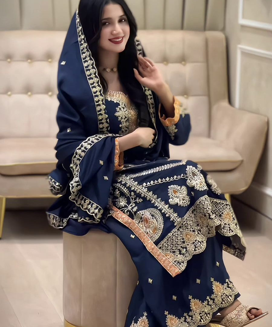 Designer Embroidered Top Plazzo