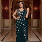 Premium Real Mirror Work Saree