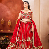 Stunning Red Georgette Lehenga