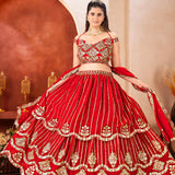 Stunning Red Georgette Lehenga