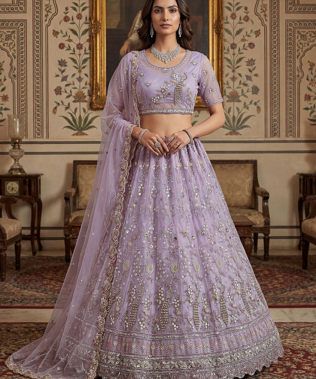 Lavish Bridal Motif Handwork Lehenga