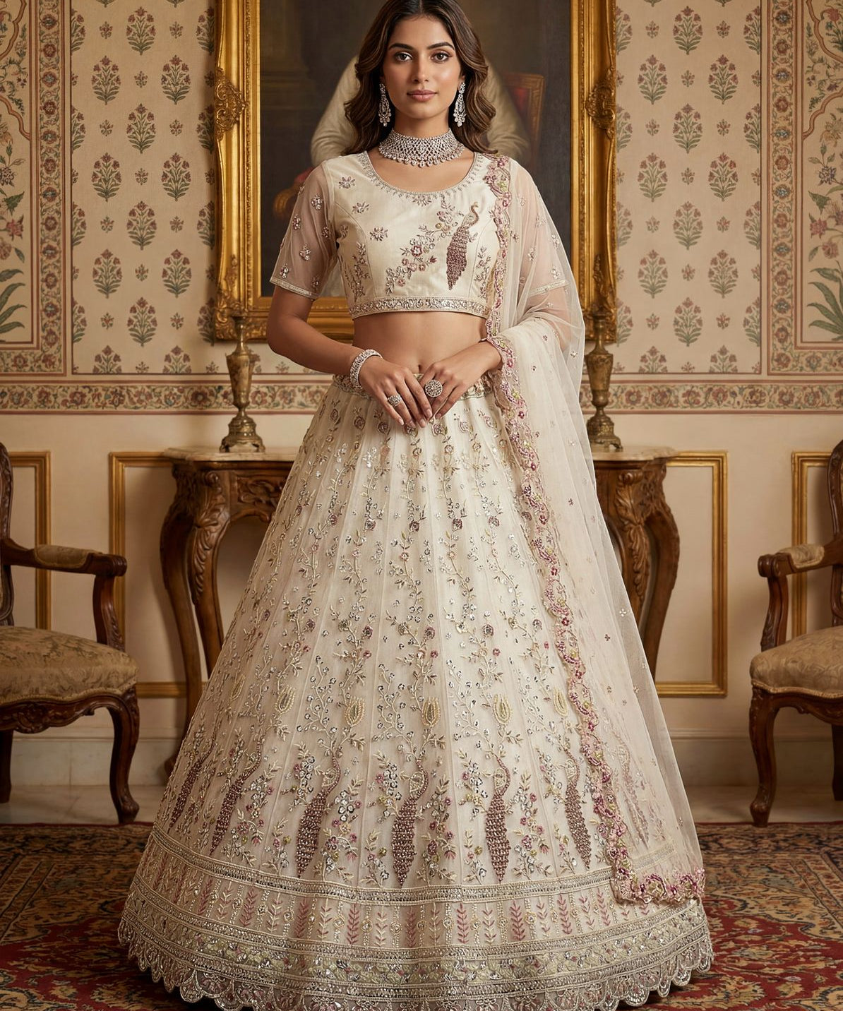 Lavish Bridal Motif Handwork Lehenga