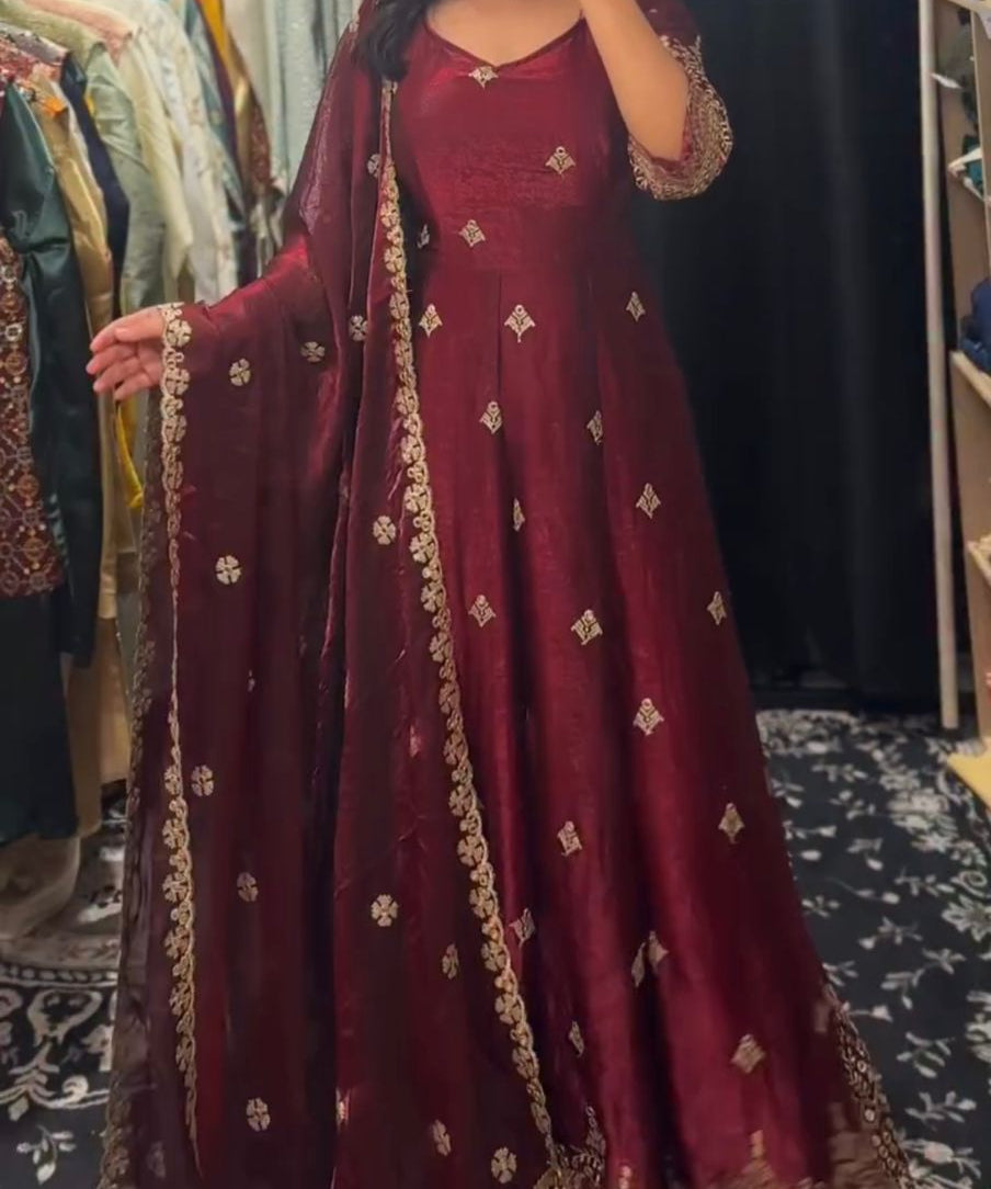 Celebrity Fandy Silk Anarkali Gown