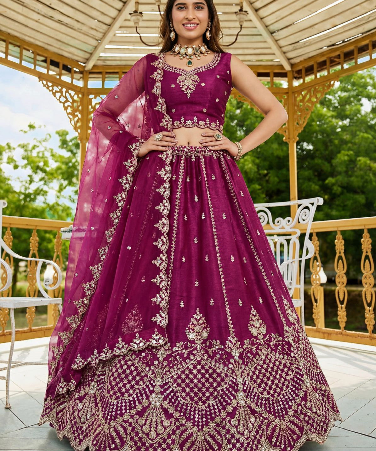 Lavis Wedding Motif Work Lehenga