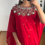 Stunning Red Ready To Wear Saree