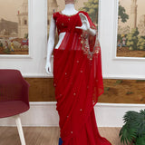 Stunning Red Ready To Wear Saree