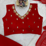 Stunning Red Ready To Wear Saree