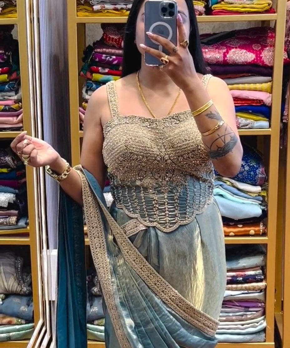 Stunning Red Ready To Wear Saree