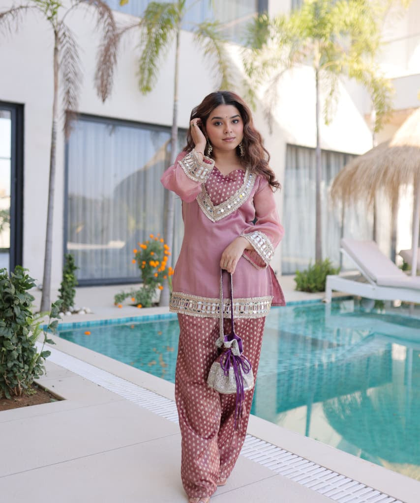 Stylish Mirror Work  Cord Suit