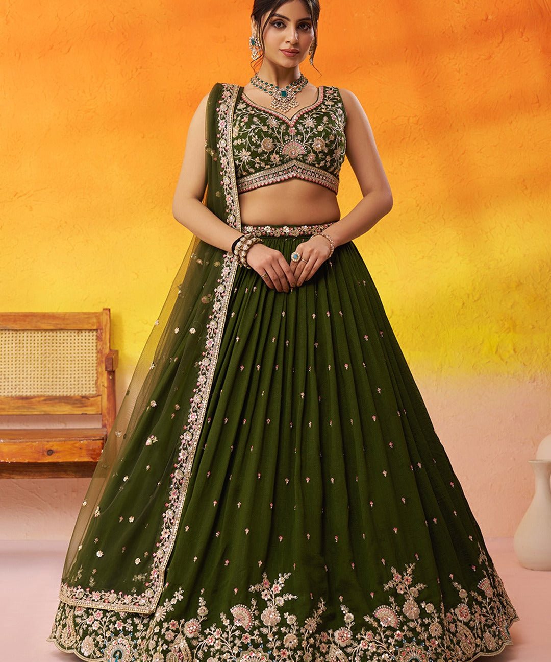 Adorn Bridal Embroidered Lehenga