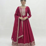 Presenting Pink Silk Anarkali Gown