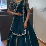 Designer Embroidered Chinon Lehenga