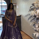 Designer Embroidered Chinon Lehenga