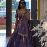 Designer Embroidered Chinon Lehenga