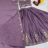 Designer Embroidered Chinon Lehenga