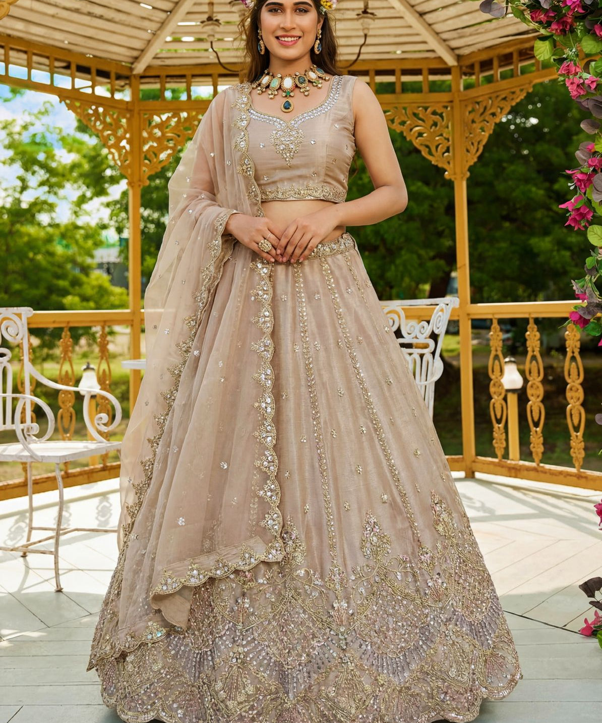 Royal Motif Hand Work Bridal Lehenga