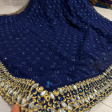 Celebrity Mirror Work Embroidered Saree
