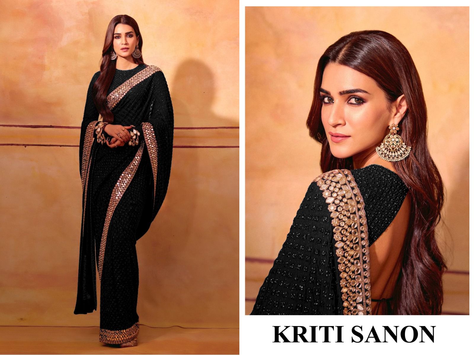 Celebrity Mirror Work Embroidered Saree