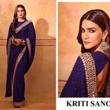 Celebrity Mirror Work Embroidered Saree