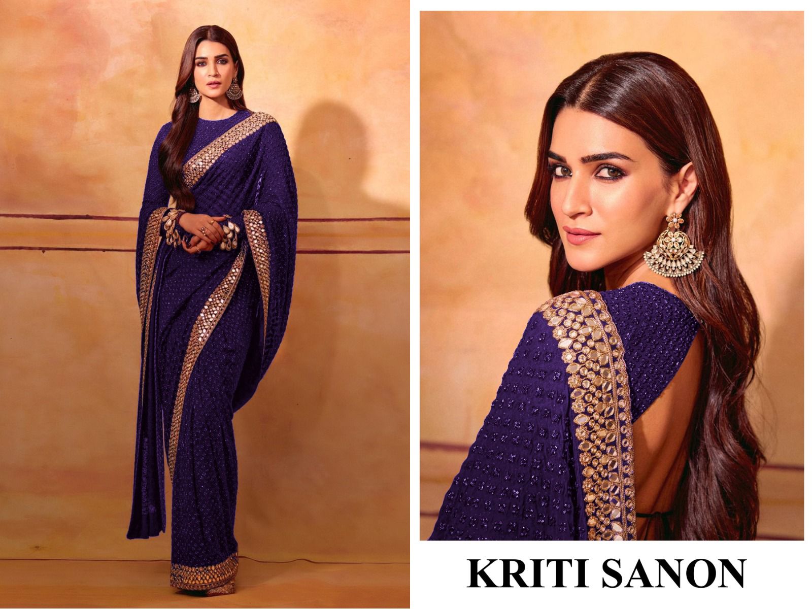 Celebrity Mirror Work Embroidered Saree