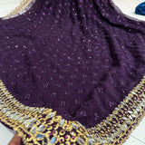 Celebrity Mirror Work Embroidered Saree