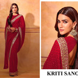 Celebrity Mirror Work Embroidered Saree
