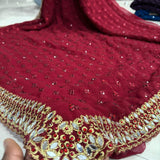 Celebrity Mirror Work Embroidered Saree