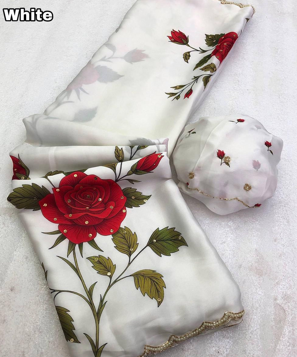 Blooming Georgette Printed Saree