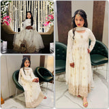 Beautiful Kids Creamy Anarkali Gown