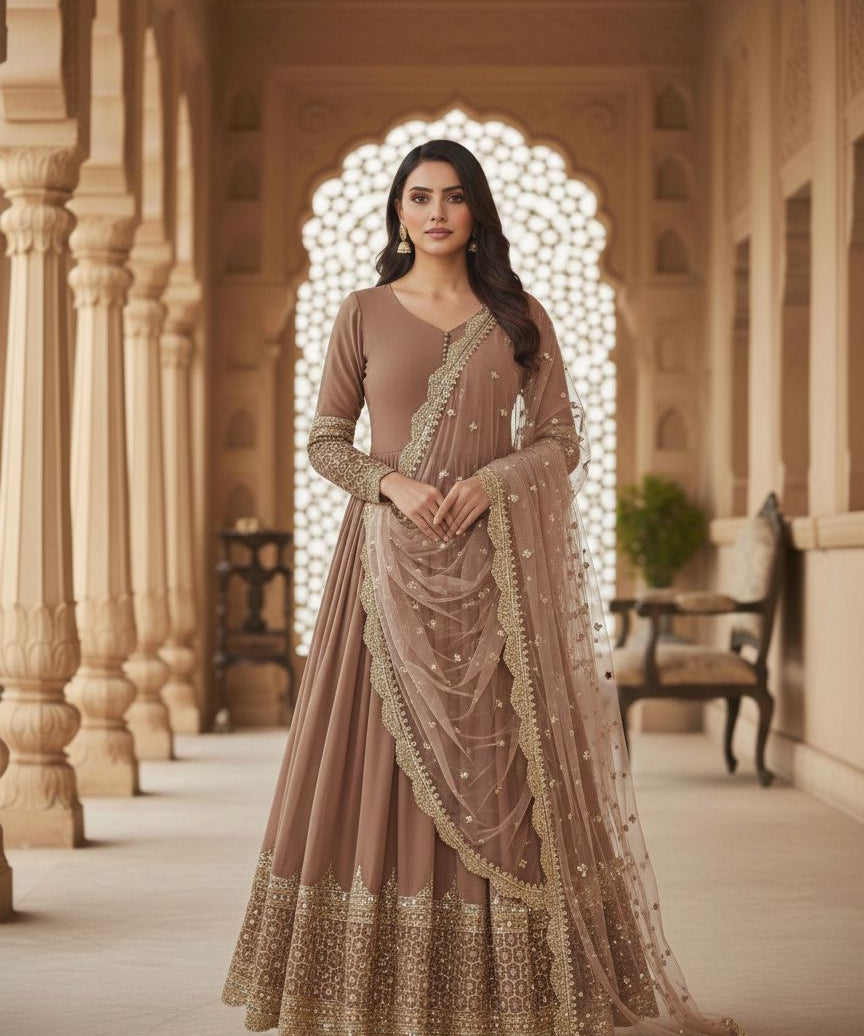 Elegant Embroidered Anarkali Gown