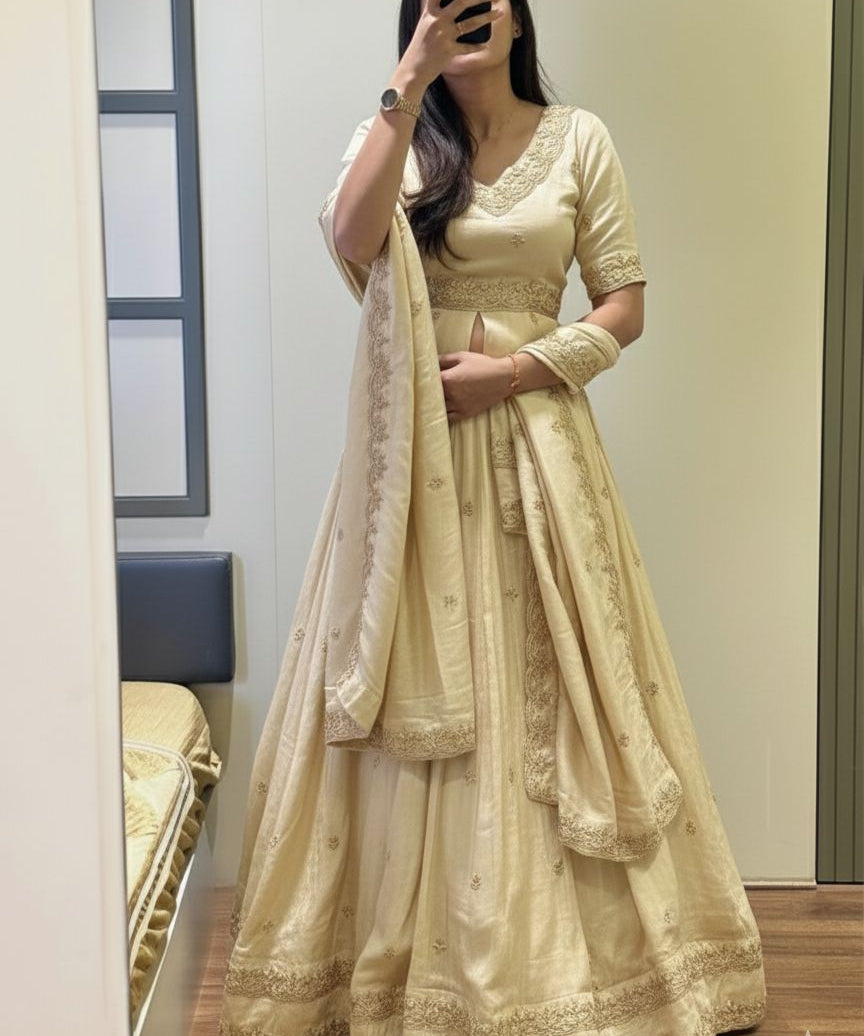 Exclusive Traditional Chinon Silk Lehenga