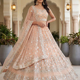 Gorgeous Peach Bridal Embroidered Lehenga