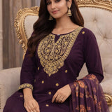 Wine Heavy Viscose Straight Suit
