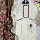 Designer White Straight Kurti