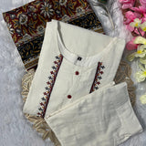 Designer White Straight Kurti