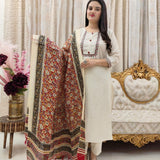 Designer White Straight Kurti