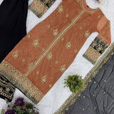 Trendy Twill Net Embroidered Suit