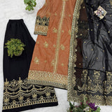 Trendy Twill Net Embroidered Suit