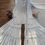 Elegant Georgette Embroidered Top Sharara