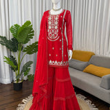 Elegant Georgette Embroidered Top Sharara