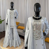 Elegant Georgette Embroidered Top Sharara