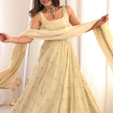 Shiny Cosmos Gold Embroidered Gown