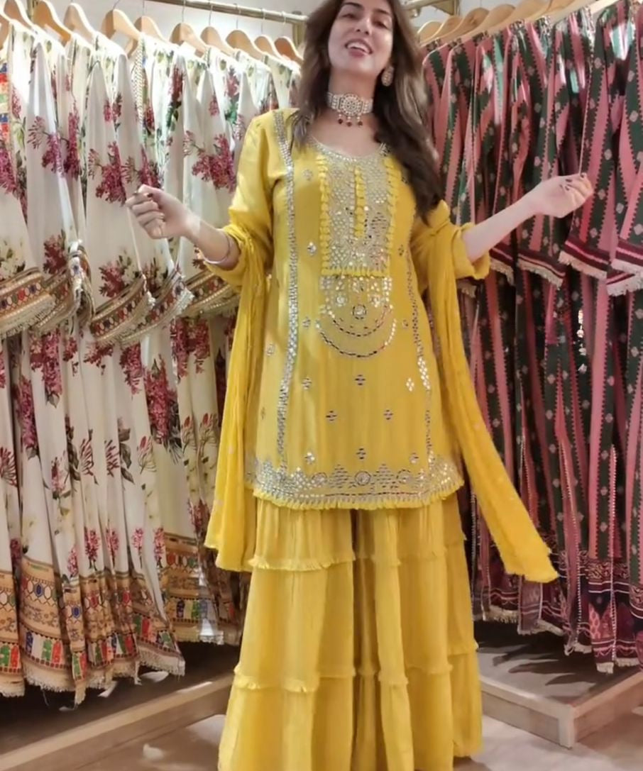 Classy Crafted Top Sharara Set