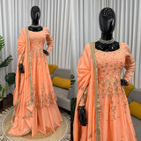 Designer Orange Silk Top Lehenga