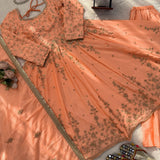 Designer Orange Silk Top Lehenga