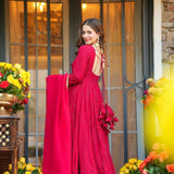 Stunning Cherry Red Emrboidered Suit