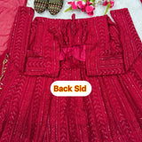 Stunning Cherry Red Emrboidered Suit