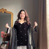 Black Boutique Velvet Top Plazzo