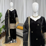 Black Boutique Velvet Top Plazzo