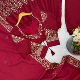 Maroon Designer Embroidered  Anarkali Gown